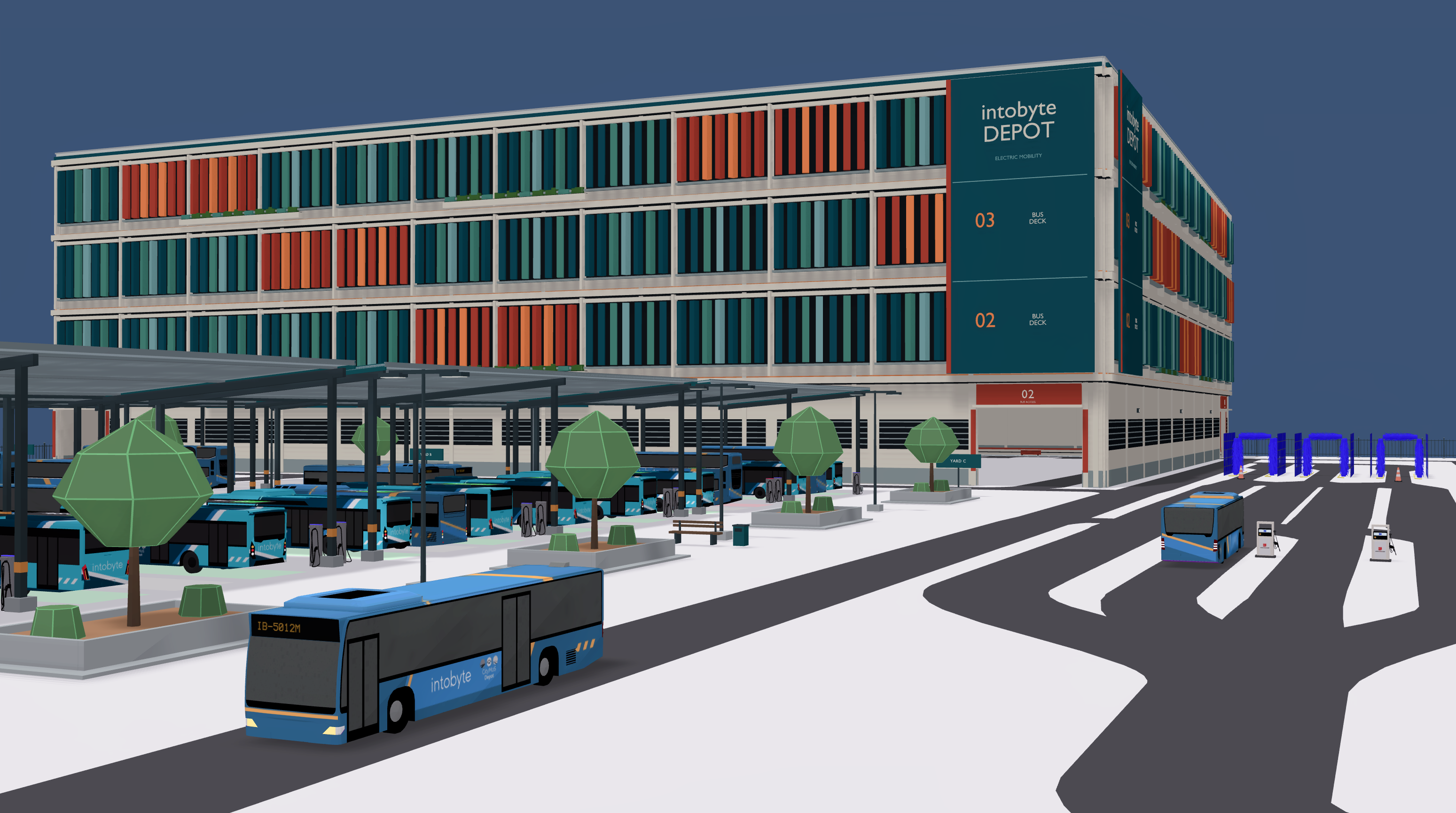 CityMoS Depot digital twin of a multi-storey bus depot