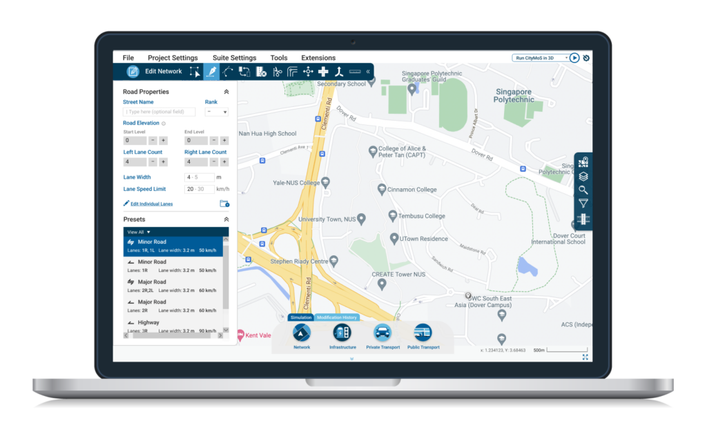 CityMoS Suite graphical scenario editor